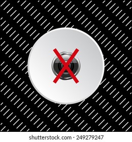White circle on a black background. photo video banned camera crossed out with a red cross, vector, EPS 10