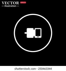 White circle on a black background. Case for phone , vector illustration, EPS 10