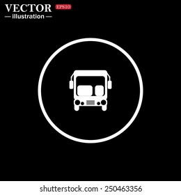 White circle on a black background. Bus, vector illustration, EPS 10