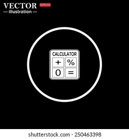 White circle on a black background. calculator, vector illustration, EPS 10