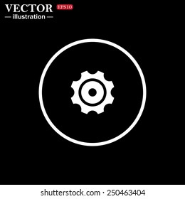 White circle on a black background. Cog Settings , vector illustration, EPS 10