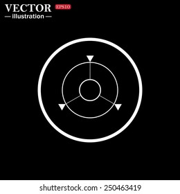 White circle on a black background. GPS navigation,  vector illustration, EPS 10
