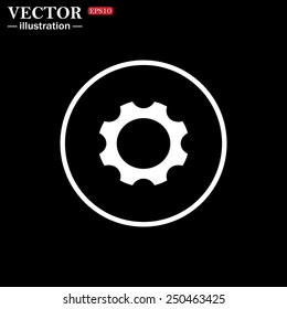 White circle on a black background. Cog Settings , vector illustration, EPS 10