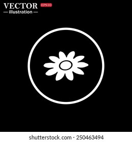 White circle on a black background. daisy,vector illustration, EPS 10