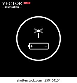 White circle on a black background. power management through a wi-fi network, vector, EPS 10