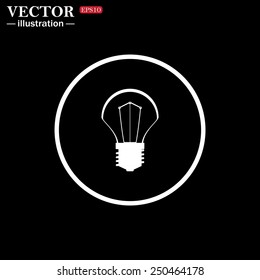 White circle on a black background. incandescent bulb, vector illustration, EPS 10