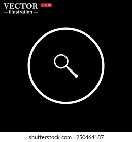 White circle on a black background. Magnifying glass. Search , vector illustration, EPS 10