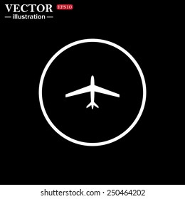 White circle on a black background. plane, vector, EPS 10