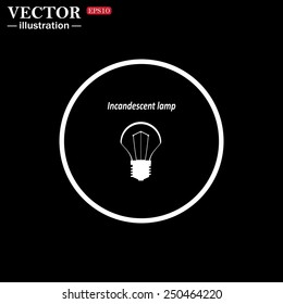 White circle on a black background. incandescent bulb, vector illustration, EPS 10