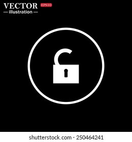 White circle on a black background. open lock, vector, EPS 10