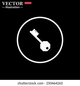 White circle on a black background. key, vector illustration, EPS 10