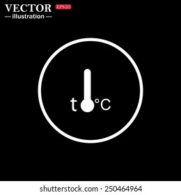 White circle on a black background. Thermometer , vector illustration, EPS 10