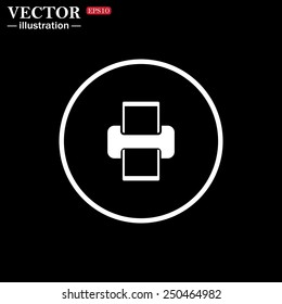 White circle on a black background. printer , vector illustration, EPS 10