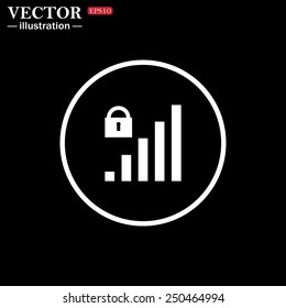 White circle on a black background. signal strength indicator, closed access , vector illustration, EPS 10
