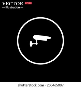 White circle on a black background. surveillance Camera, vector illustration, EPS 10