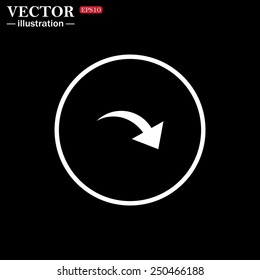 White circle on a black background. arrow indicates the direction, vector illustration, EPS 10