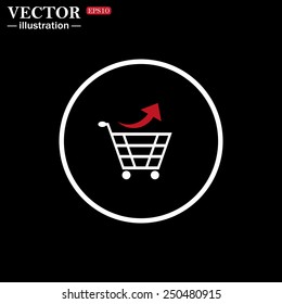 White circle on a black background, icon. remove from the shopping cart, vector illustration, EPS 10