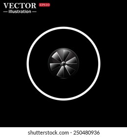 White circle on a black background, icon. fan, vector illustration, EPS 10 
