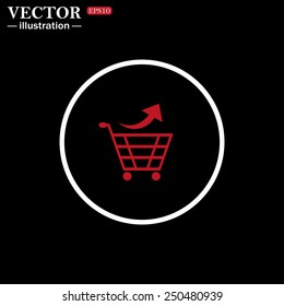 White circle on a black background, icon. remove from the shopping cart, vector illustration, EPS 10