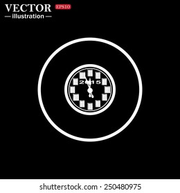 White circle on a black background, icon. Calendar 2015  stylized clock with figures for the calendar business wall. Vector illustration, EPS 10 