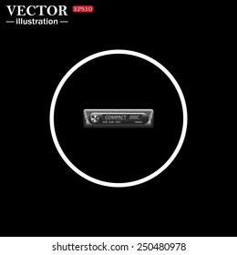 White circle on a black background, icon. Modern Car Audio , vector illustration, EPS 10
