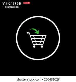 White circle on a black background, icon. put in shopping cart , vector illustration, EPS 10