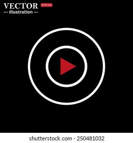 White circle on a black background, icon. play, vector, EPS 10