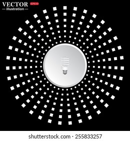 White circle on a black background. icon,  fluorescent lamp, vector illustration, EPS 10