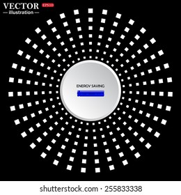 White circle on a black background. icon,  energy saving battery , vector illustration, EPS 10