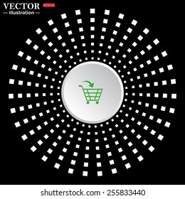 White circle on a black background. icon,  put in shopping cart , vector illustration, EPS 10