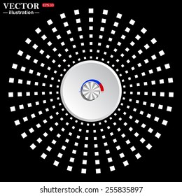 White circle on a black background.  metal volume control, red, blue, light, vector illustration, EPS 10