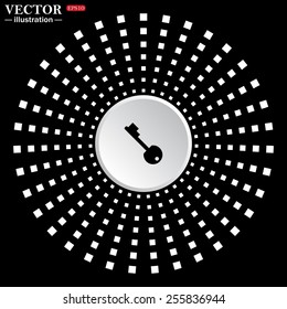 White circle on a black background. icon,  key, vector illustration, EPS 10