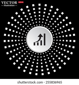 White circle on a black background. icon,  growth of business, vector illustration, EPS 10