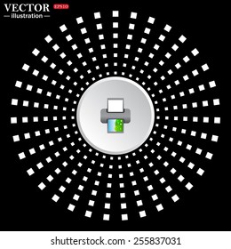 White circle on a black background. icon,  color photo printer, vector illustration, EPS 10
