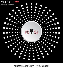 White circle on a black background. icon,  fluorescent lamp, LED lamp, incandescent bulb ,vector illustration, EPS 10