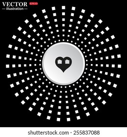 White circle on a black background. icon,  House with Heart Icon, vector illustration, EPS 10