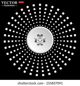 White circle on a black background. icon,  Cog Settings , vector illustration, EPS 10