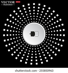 White circle on a black background. icon,  Case for phone , vector illustration, EPS 10