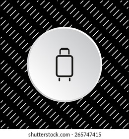 White circle on a black background with white strokes.  Baggage icon. Vector illustration, EPS 10