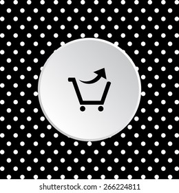 White circle on a black background with white polka dots.  remove from the shopping cart, vector illustration, EPS 10