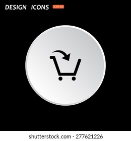 The white circle on a black background. put in shopping cart. icon. vector design