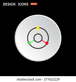 The white circle on a black background. GPS navigation. icon. vector design