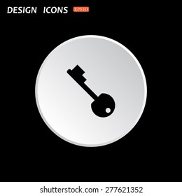 The white circle on a black background. key. icon. vector design