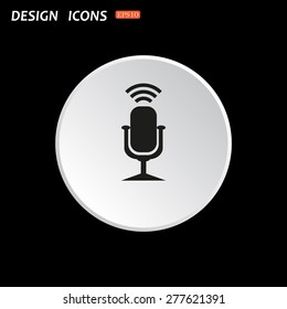 The white circle on a black background. Microphone. Voice recording. icon. vector design
