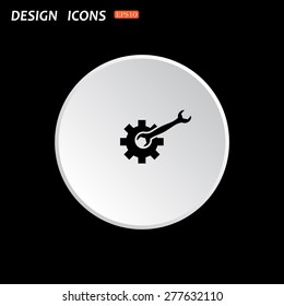 The white circle on a black background. Cog Settings. icon. vector design