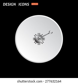 The white circle on a black background. Cog Settings. icon. vector design