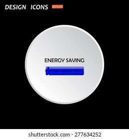 The white circle on a black background. energy saving battery. icon. vector design
