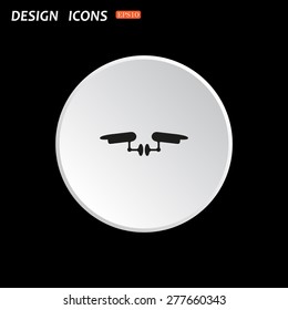 The white circle on a black background. Two surveillance cameras. icon. vector design