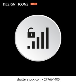 The white circle on a black background. signal strength indicator, open access. icon. vector design