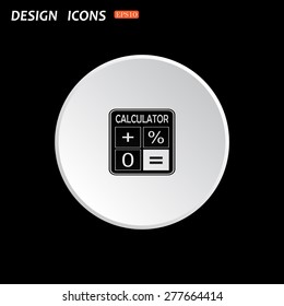 The white circle on a black background. calculator. icon. vector design